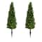 4ft. UV Resistant Artificial Boxwood Plant with Integrated Ground Stake (Indoor/Outdoor) - Set of 2